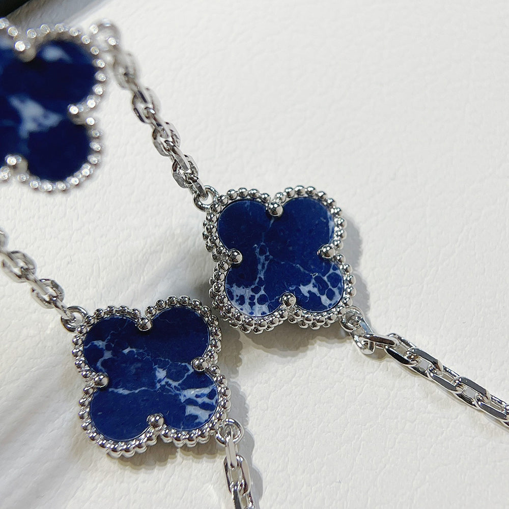 [Angela Jewellery]CLOVER 5 MOTIF PIETERSITE SILVER BRACELET