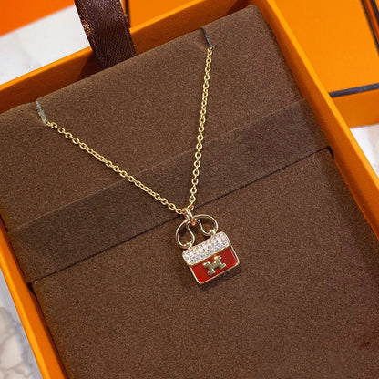 [Angela Jewellery]CONSTANCE RED PEDANT PINK GOLD NECKLACE