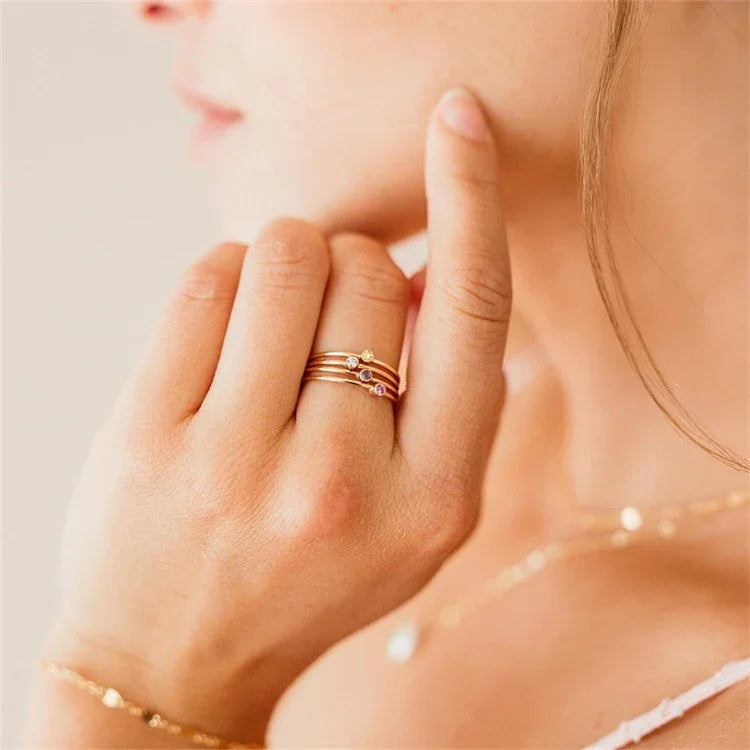 Amelia Birthstone Stacker Ring
