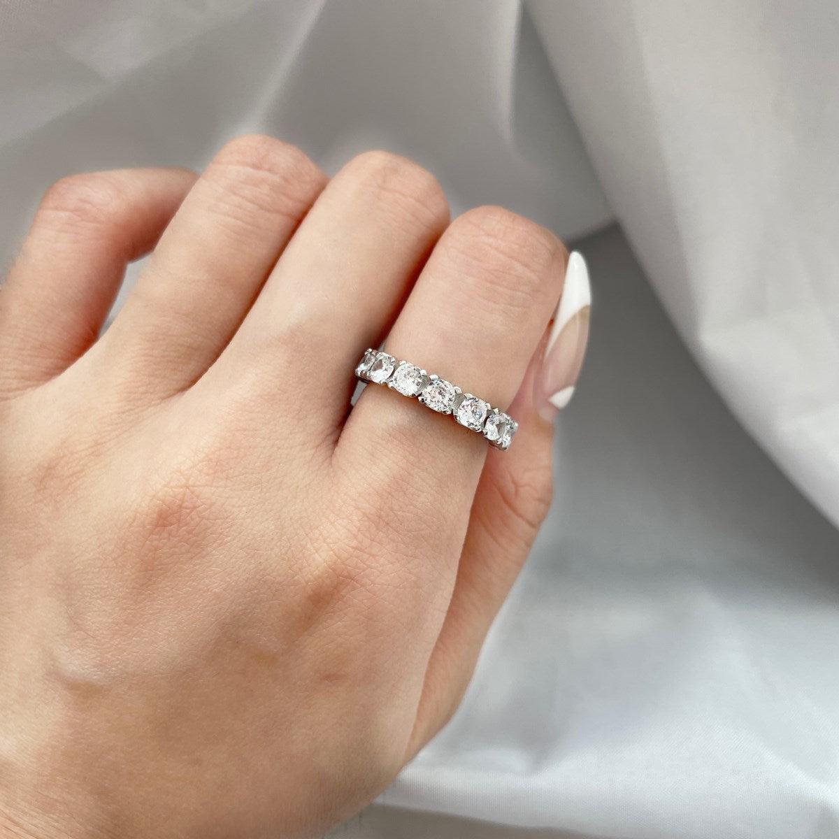 Angela Jewelry]Eternity Round Cut Tennis Ring