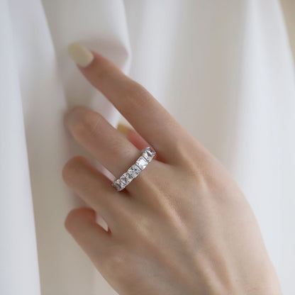 Angela Jewelry]Elegant Princess Cut Tennis Ring