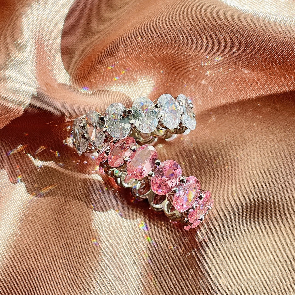 Angela Jewelry]Dainty Elongated Cushion Cut Tennis Ring