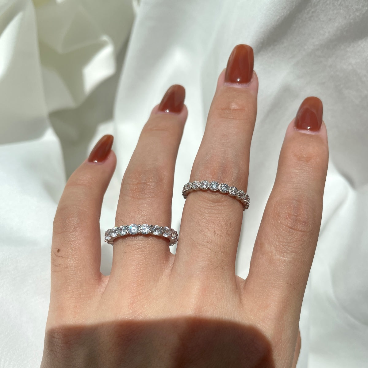 Angela Jewelry]Sparkling Round Cut Tennis Ring