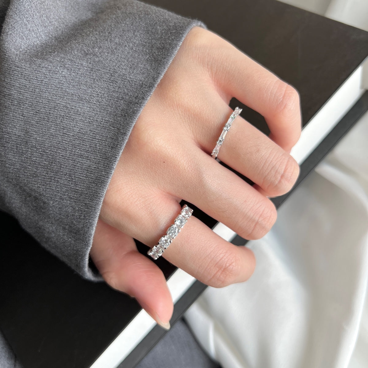 Angela Jewelry]Eternity Round Cut Tennis Ring