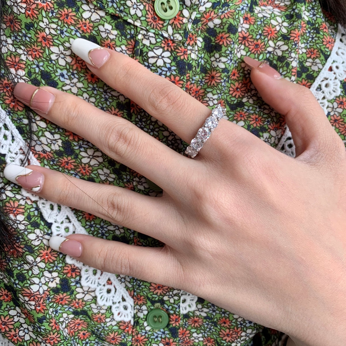 Angela Jewelry]Gorgeous Round Cut Tennis Ring