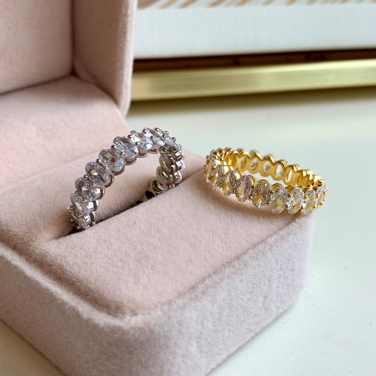 Angela Jewelry]Ornate Oval Cut Tennis Ring