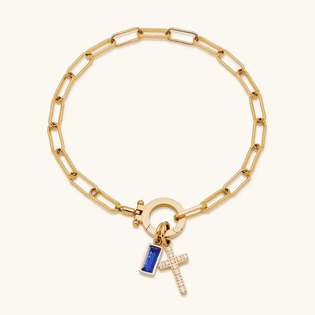 Annabella Birthstone Cross Bracelet
