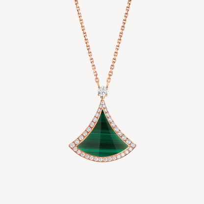 [Angela Jewellery]DREAM MALACHITE DIAMOND PAVED PINK GOLD NECKLACE