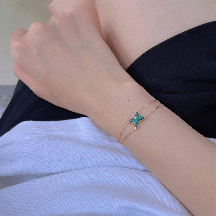 [Angela Jewellery]JEUX BRACELET MALACHITE PINK GOLD 1 DIAMOND