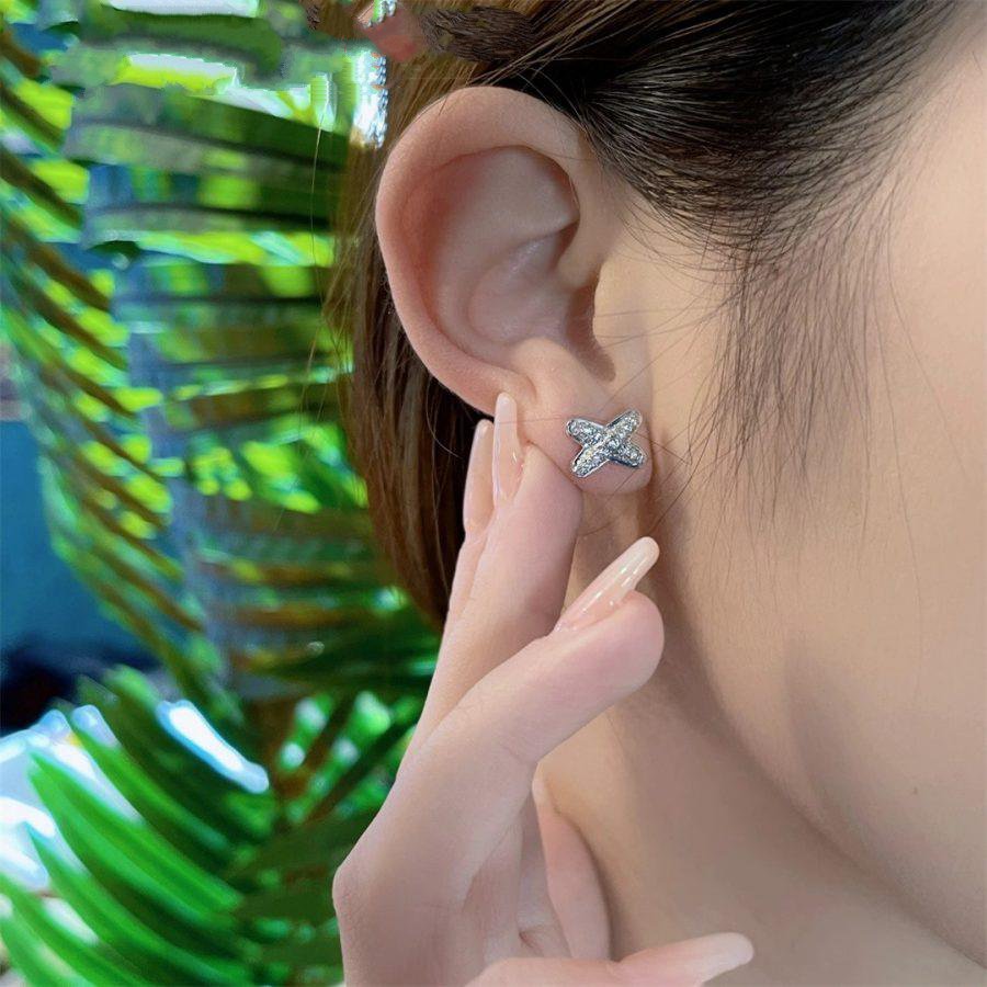 [Angela Jewellery]JEUX DE SILVER DIAMOND EARRINGS