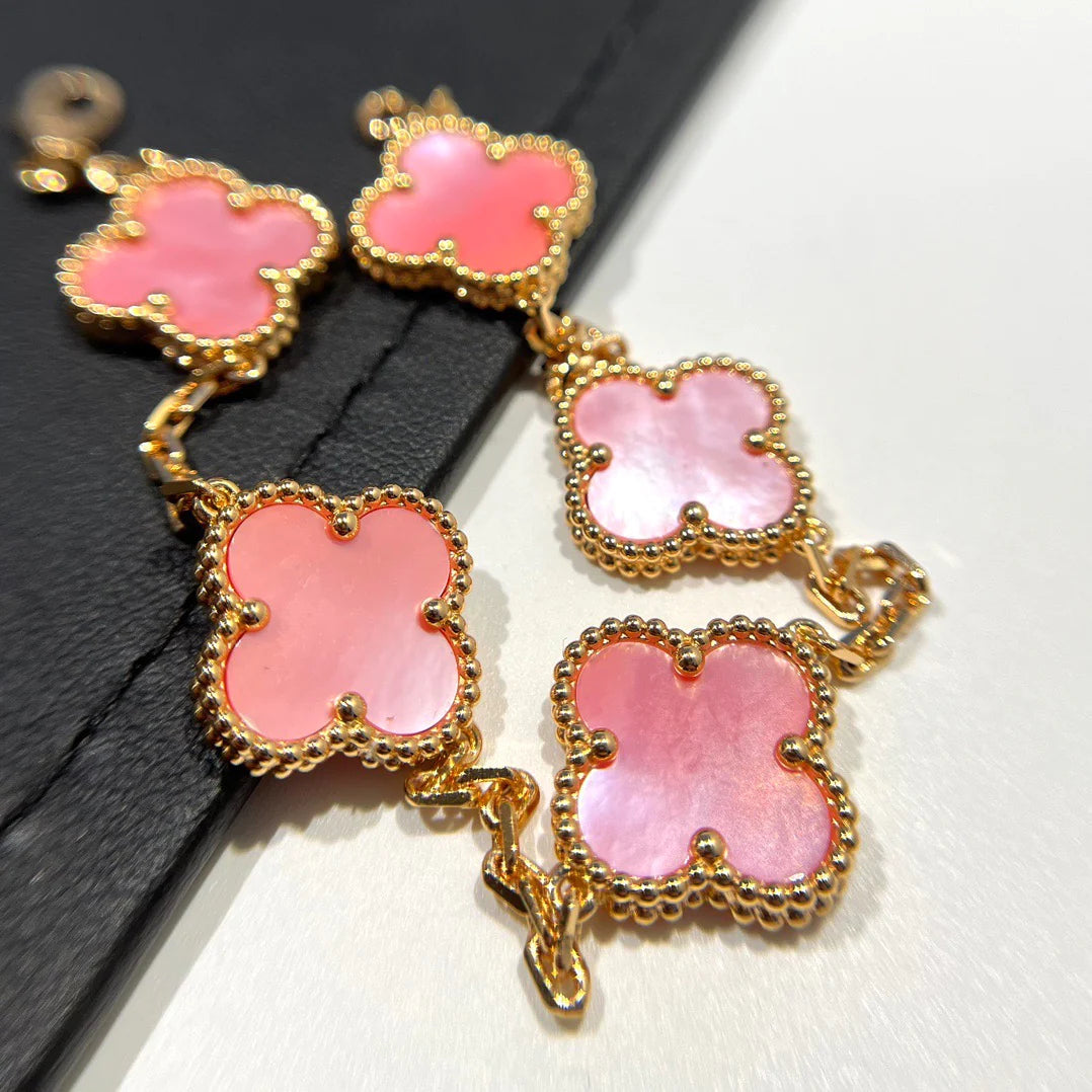 [Angela Jewellery]CLOVER 5 PINK MOP BRACELET