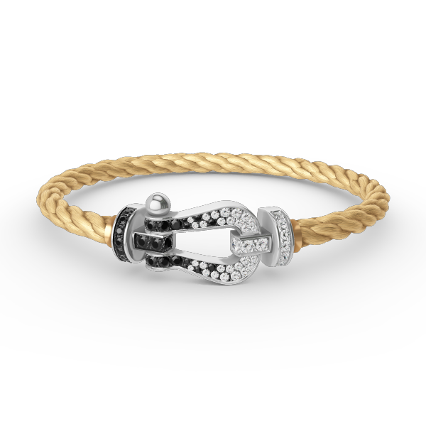 [Angela Jewellery]FORCE LARGE HORSESHOE BLACK WHITE DIAMOND BRACELET SILVER