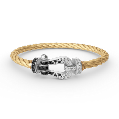 [Angela Jewellery]FORCE LARGE HORSESHOE BLACK WHITE DIAMOND BRACELET SILVER