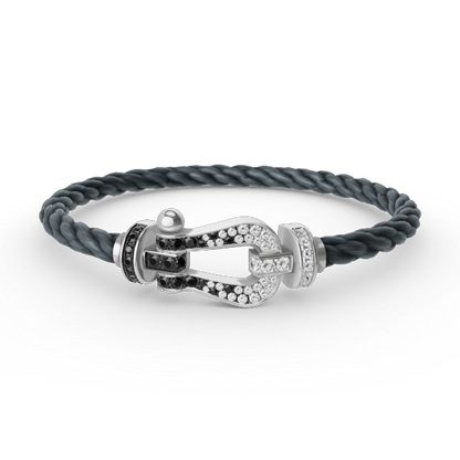 [Angela Jewellery]FORCE LARGE HORSESHOE BLACK WHITE DIAMOND BRACELET SILVER