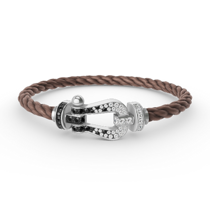 [Angela Jewellery]FORCE LARGE HORSESHOE BLACK WHITE DIAMOND BRACELET SILVER