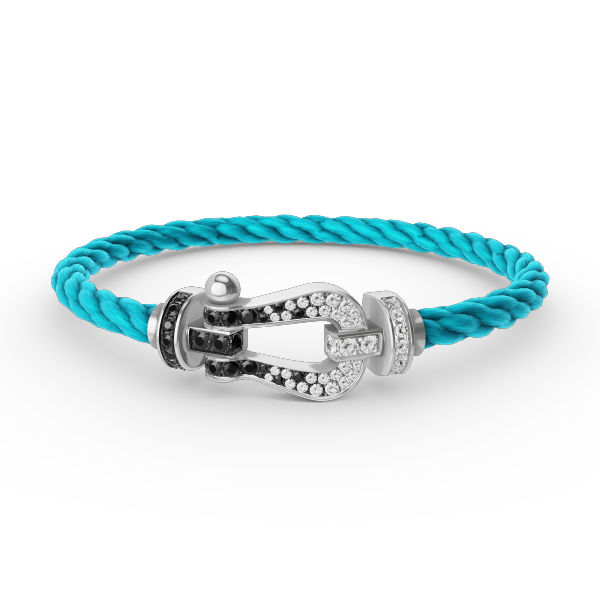 [Angela Jewellery]FORCE LARGE HORSESHOE BLACK WHITE DIAMOND BRACELET SILVER