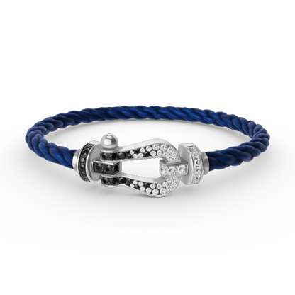 [Angela Jewellery]FORCE LARGE HORSESHOE BLACK WHITE DIAMOND BRACELET SILVER