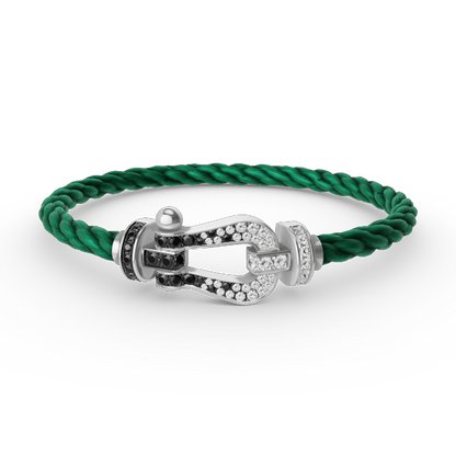 [Angela Jewellery]FORCE LARGE HORSESHOE BLACK WHITE DIAMOND BRACELET SILVER