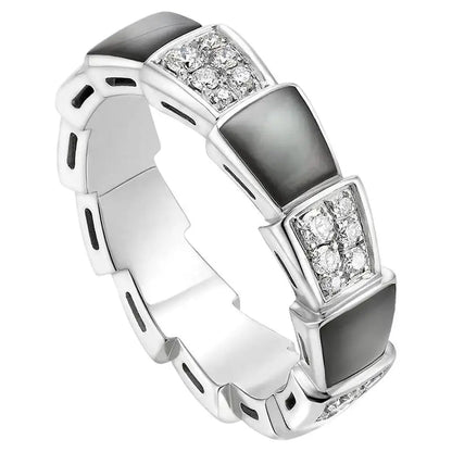 [Angela Jewellery]SERPENTI RING SILVER DIAMOND BLACK MOP 4MM