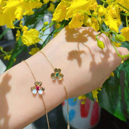 [Angela Jewellery]FRIVOLE GOLD FLOWER PINK MALACHITE BRACELET