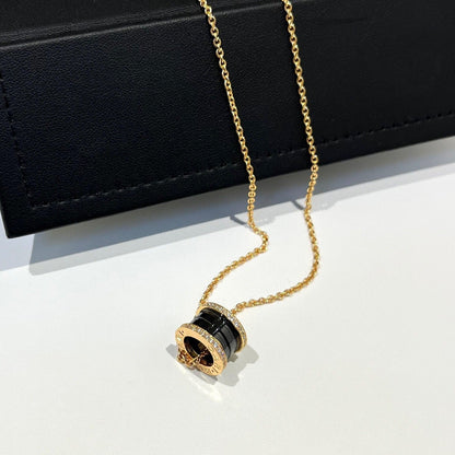 [Angela Jewellery]ZERO 1 BLACK CERAMIC DIAMOND PINK GOLD NECKLACE